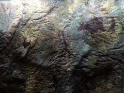 Prehistoric wall drawings, at the Prehistory room at the First Floor of the Maha Surasinghanat Building at the Bangkok National Museum, with explanation