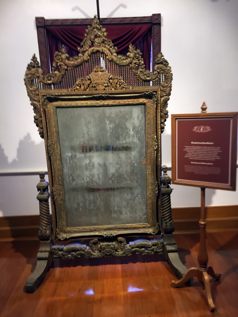 Mirror in the Dressing and Bathing Room at the First Floor of the Issaret Rachanuson Hall at the Bangkok National Museum, with explanation