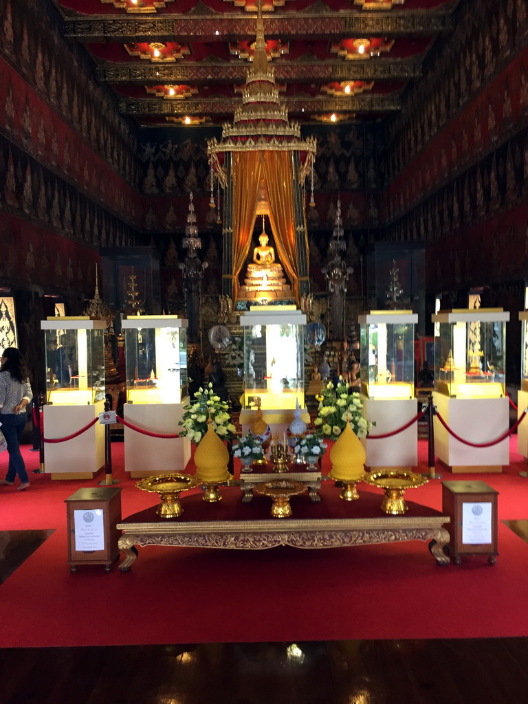Main Altar with the Phra Sihing Buddha statue and the Buddha Relics at the Buddhaisawan Chapel at the Bangkok National Museum