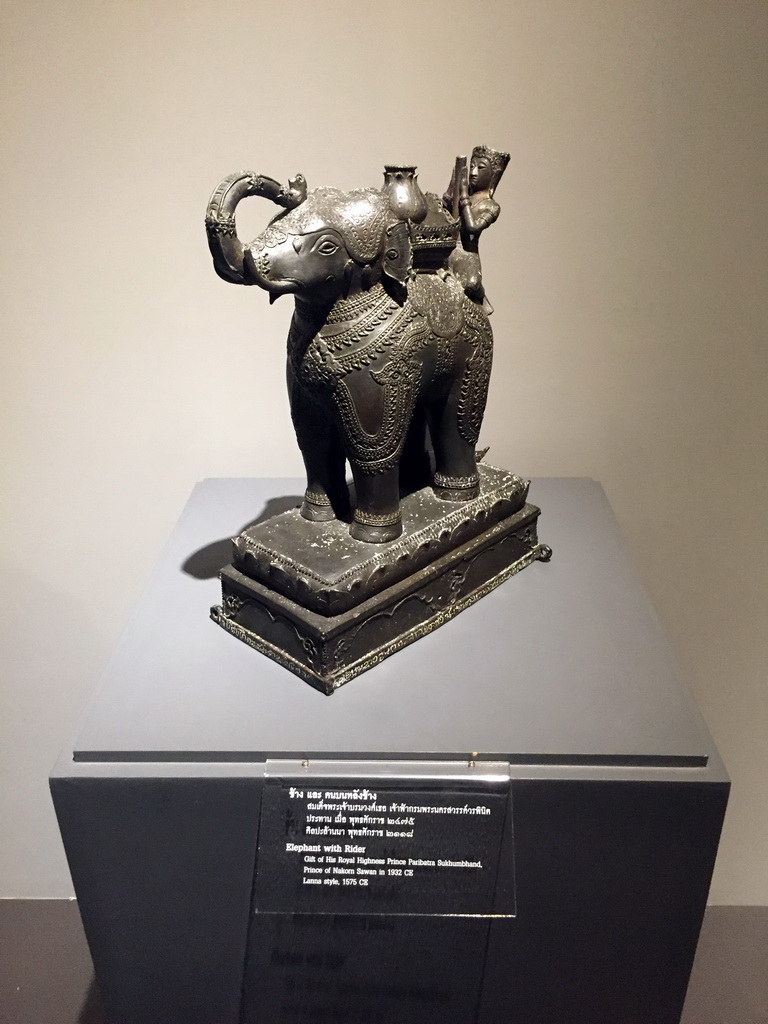 Statue of an Elephant with Rider, at the Siwamokhaphiman Hall at the Bangkok National Museum, with explanation