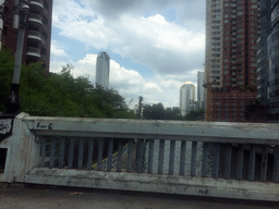 The Khlong Saen Saeb canal and the the Centara Grand & Bangkok Convention Centre, viewed from the taxi on Chit Lom Alley