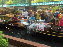 Food boats in front of the Central World shopping mall at Ratchadamri Road