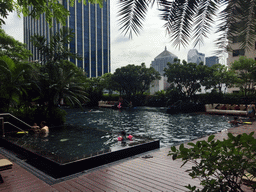 The swimming pool of the Grande Centre Point Hotel Ratchadamri Bangkok, with a view on the Renaissance Bangkok Ratchaprasong Hotel and the Central Embassy building, viewed from our room at the Grande Centre Point Hotel Ratchadamri Bangkok
