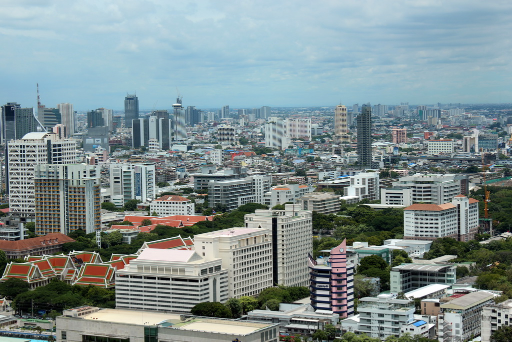 Chulalongkorn University and skyscrapers in the city center, viewed from our room at the Grande Centre Point Hotel Ratchadamri Bangkok