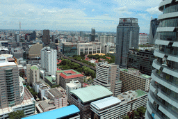 The Siam Paragon shopping mall, the Wat Pathumwanaram Ratchaworawihan temple, the Central World Tower, the Centara Grand & Bangkok Convention Centre and other skyscrapers in the Central Business District, viewed from our room at the Grande Centre Point Hotel Ratchadamri Bangkok