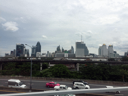 Skyscrapers in the city center, viewed from the taxi on the Sirat Expressway