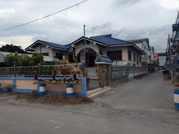 House with altar at Prachathon Alley in the Lat Krabang district