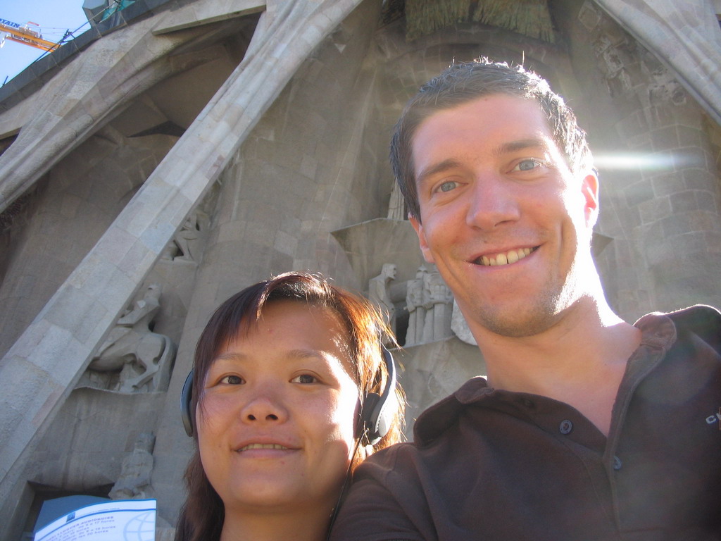 Tim and Miaomiao in front of the Sagrada Família church