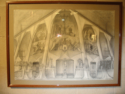 Sketch of the Passion Facade of the Sagrada Família church, in the Sagrada Família church