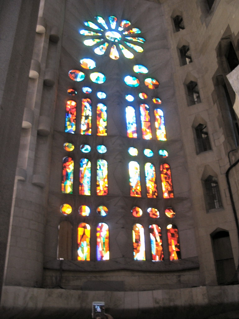 Stained glass windows in the Sagrada Família church