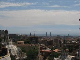 View from Park Güell on the city center and the towers of the Sagrada Família church