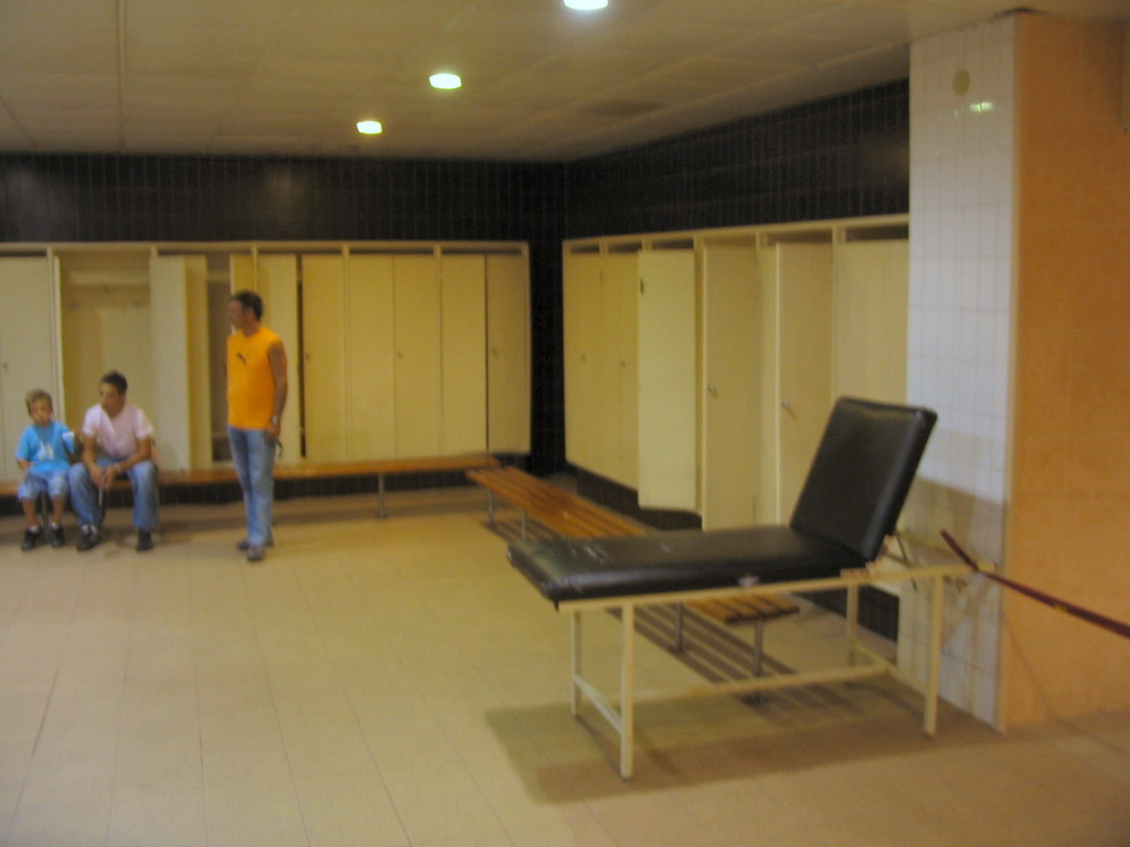 Massage table in the dressing room of the Camp Nou stadium