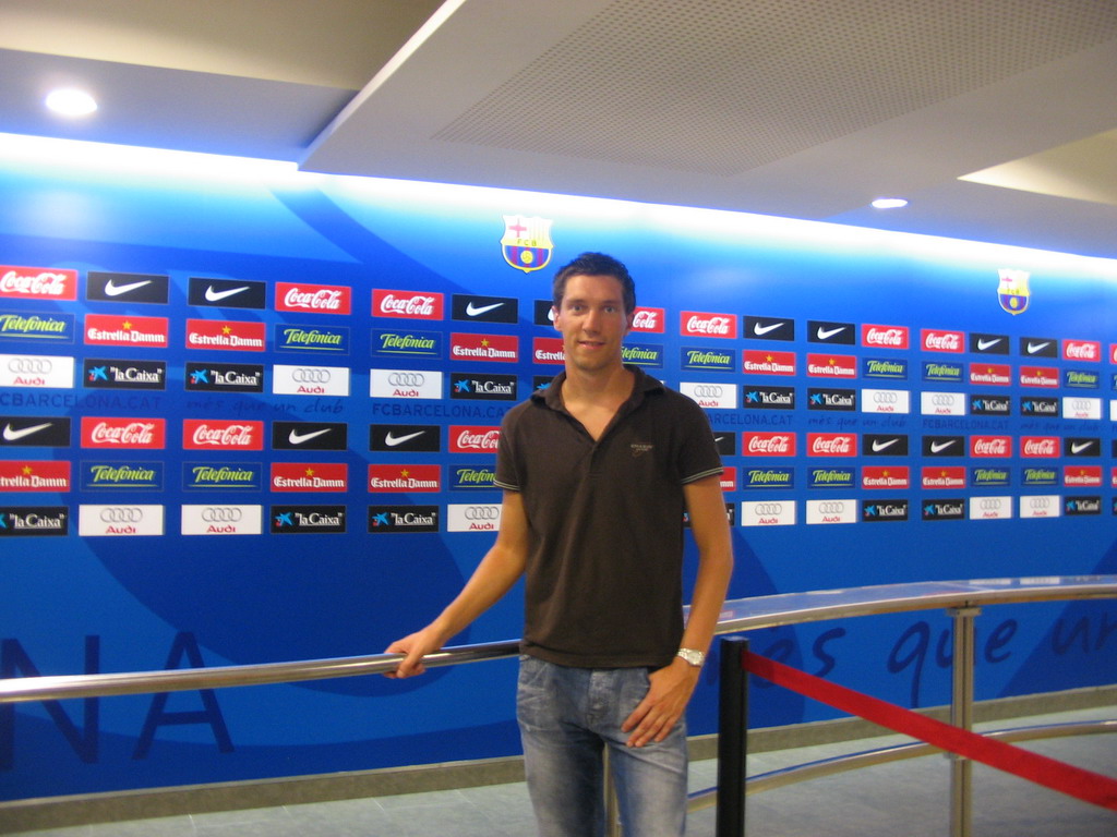 Tim in the press area of the Camp Nou stadium