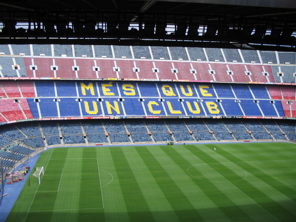 Inside the Camp Nou stadium