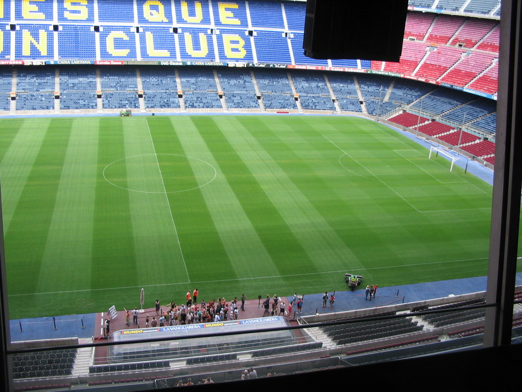 View from the commentator room of the Camp Nou stadium