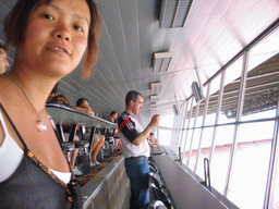 Miaomiao in the commentator room of the Camp Nou stadium