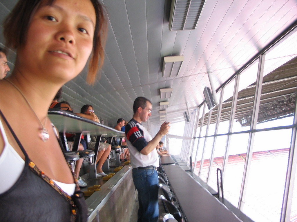 Miaomiao in the commentator room of the Camp Nou stadium