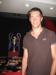Tim with a European Cup, in the FC Barcelona Museum of the Camp Nou stadium