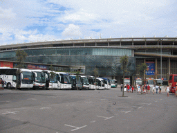 Buses in front of the Camp Nou stadium