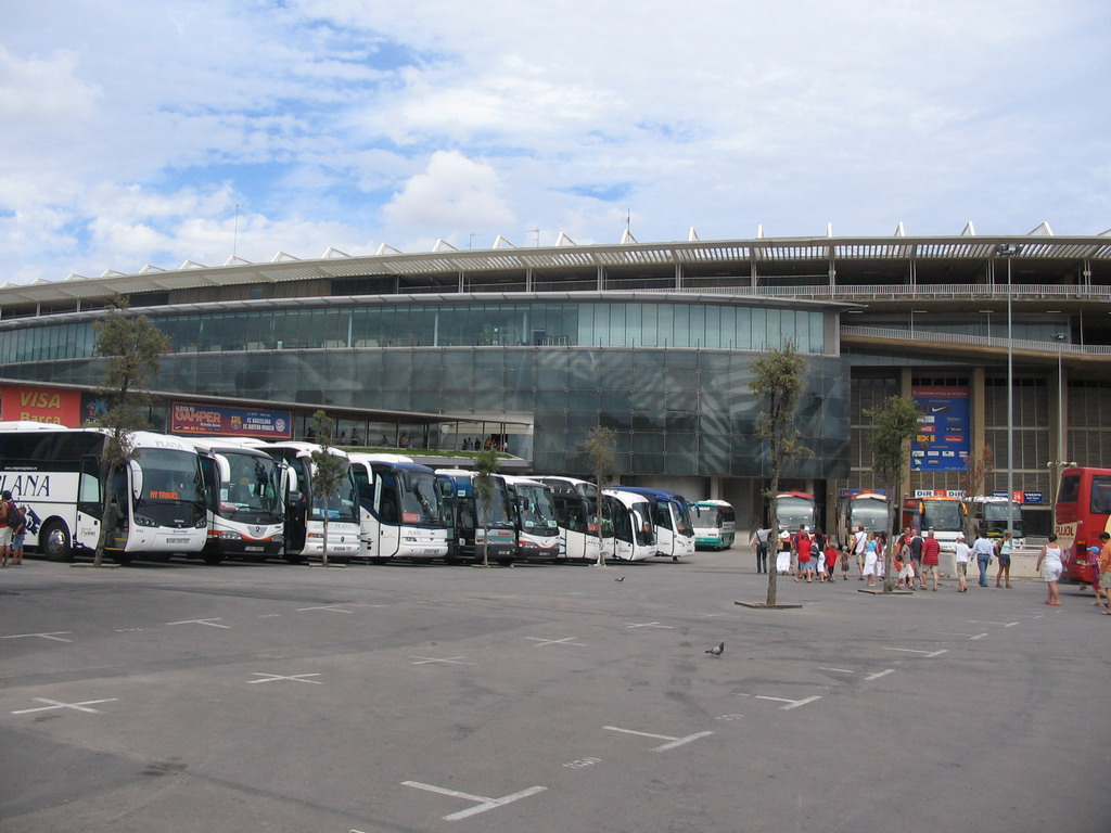 Buses in front of the Camp Nou stadium