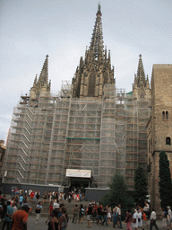 Front of the Cathedral of Santa Eulalia at the Plaça Nova square