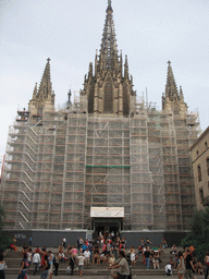 Front of the Cathedral of Santa Eulalia at the Plaça Nova square