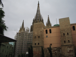 West side of the Cathedral of Santa Eulalia at the Plaça Nova square