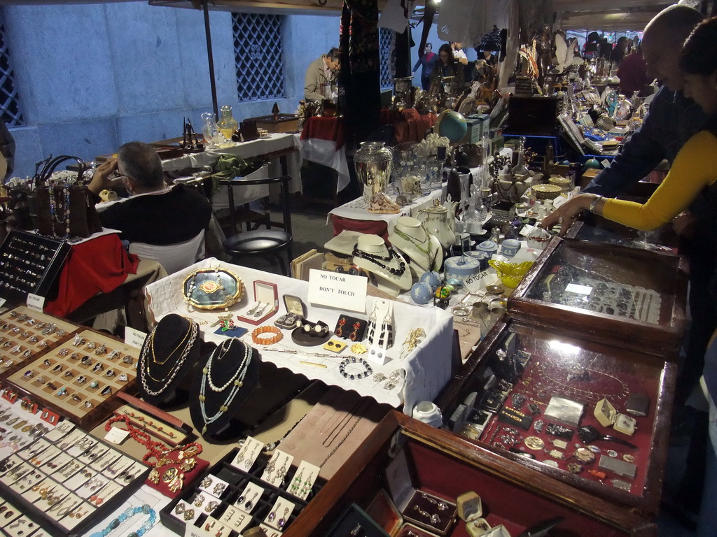 Street stalls at the Avinguda del Portal de l`Àngel avenue