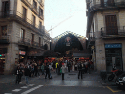 The entrance to the Mercat de Sant Josep de la Boqueria market at the La Rambla street