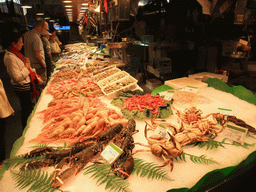 Seafood in the Mercat de Sant Josep de la Boqueria market