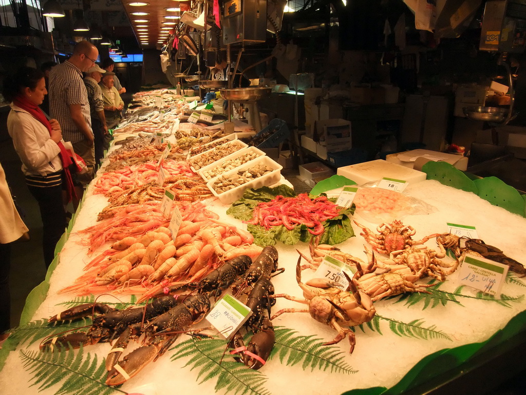 Seafood in the Mercat de Sant Josep de la Boqueria market
