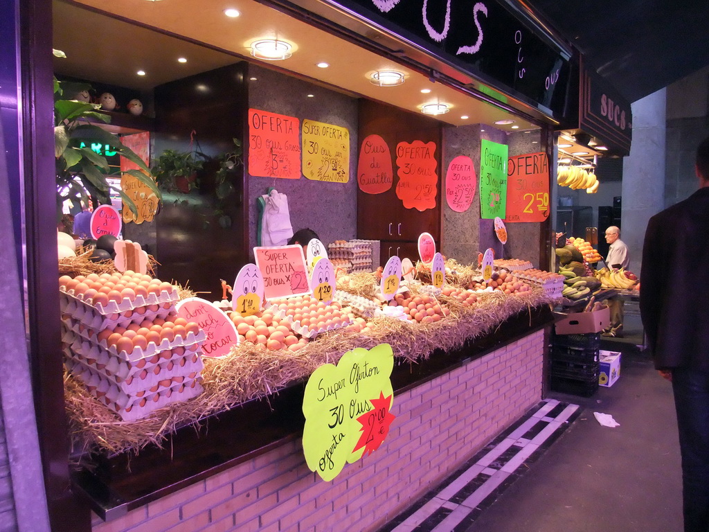 Eggs in the Mercat de Sant Josep de la Boqueria market