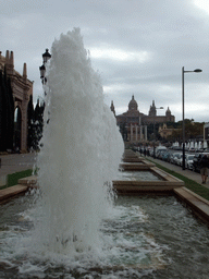 Fountains at the Avinguda de la Reina Maria Cristina avenue, the Four Columns and the Museu Nacional d`Art de Catalunya