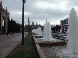 Fountains at the Avinguda de la Reina Maria Cristina avenue, the Four Columns and the Museu Nacional d`Art de Catalunya
