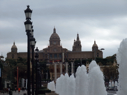 Fountains at the Avinguda de la Reina Maria Cristina avenue, the Four Columns and the Museu Nacional d`Art de Catalunya