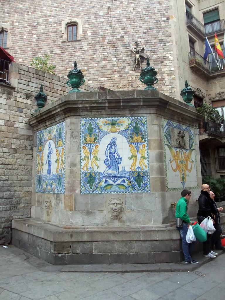 Fountain at the Reial Circle Artistic de Barcelona building at the Carrer dels Arcs street