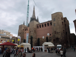 The Casa de l`Ardiaca building and the towers of the Cathedral of Santa Eulalia at the Plaça Nova square