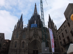 Front of the Cathedral of Santa Eulalia at the Plaça Nova square