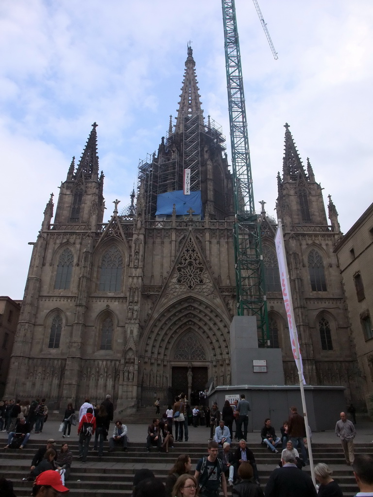 Front of the Cathedral of Santa Eulalia at the Plaça Nova square