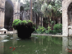 Fountain in the garden of the cloister of the Cathedral of Santa Eulalia