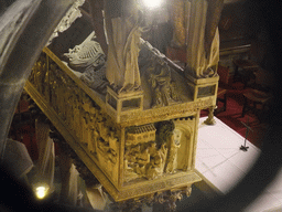 The tomb of Santa Eulalia, viewed through a gate, in the Cathedral of Santa Eulalia