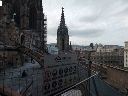 The roof and one of the towers of the Cathedral of Santa Eulalia