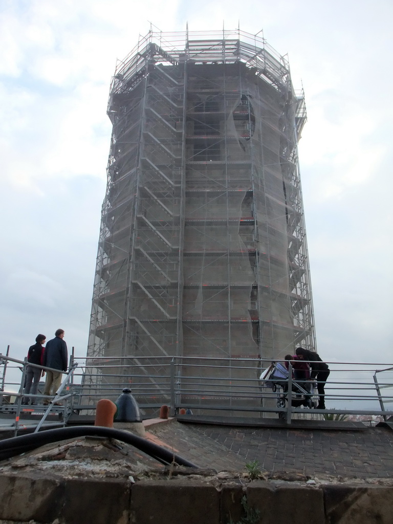 The roof and one of the towers of the Cathedral of Santa Eulalia