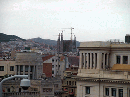 The Sagrada Família church and surroundings, viewed from the roof of the Cathedral of Santa Eulalia