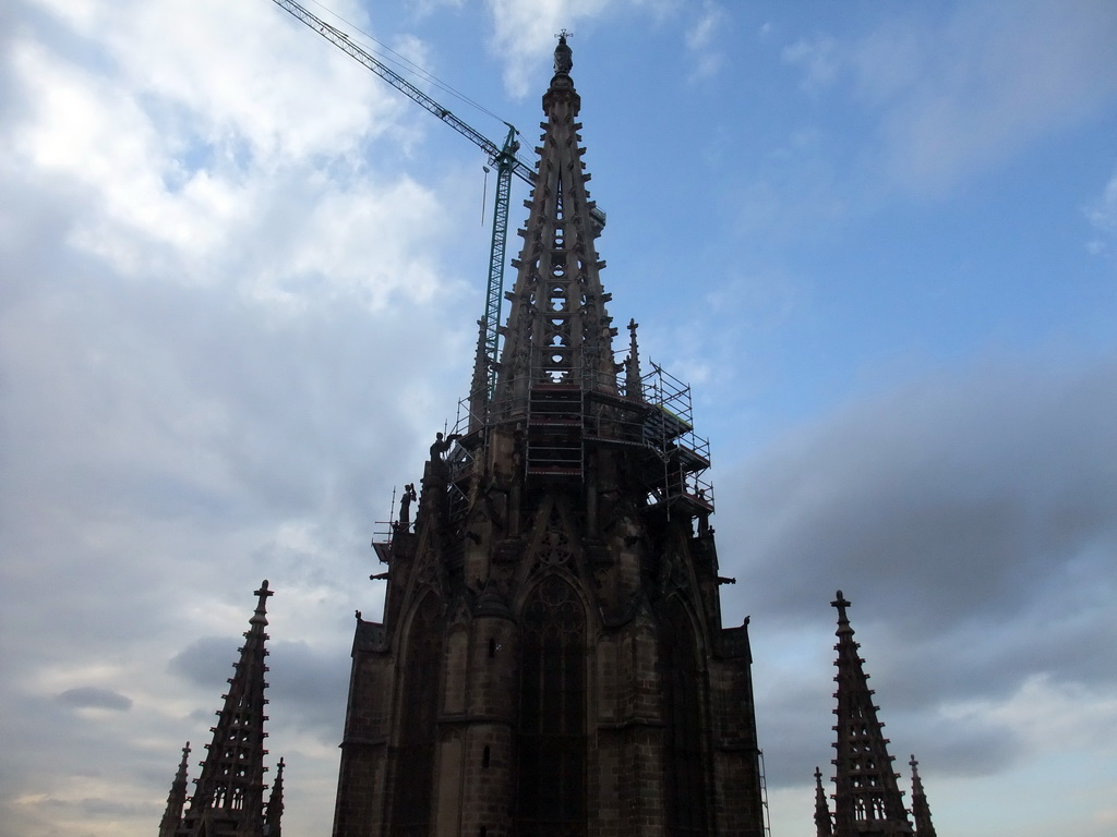 Three towers of the Cathedral of Santa Eulalia, viewed from the roof