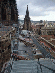 The roof and two of the towers of the Cathedral of Santa Eulalia