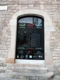 Entrance to the exhibition `The first church of Gaudí` at the Museo Diocesano de Barcelona museum at the Plaça Nova square