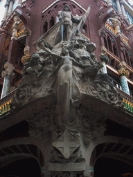 Sculpture `The Catalan song` by Miquel Blay on the corner of the Palau de la Música Catalana concert hall