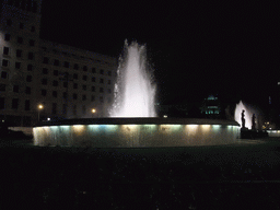 Fountain at the Plaça de Catalunya square, by night