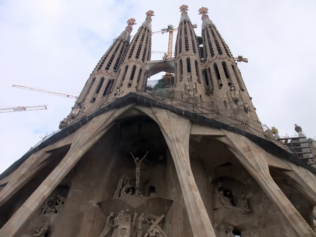 Front of the Sagrada Família church, with the Passion Facade